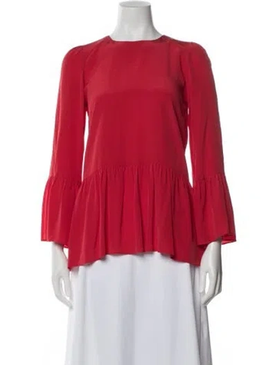 Pre-owned Hoss Intropia Silk Crew Neck Blouse In Red