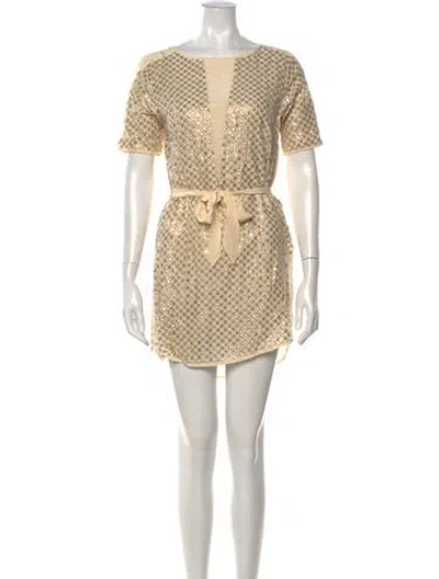Pre-owned Hoss Intropia Silk Mini Dress In Neutrals