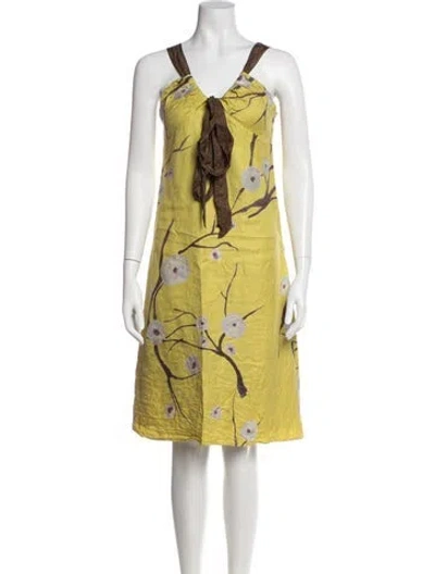 Pre-owned Hoss Intropia Silk Mini Dress In Yellow
