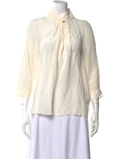 Pre-owned Hoss Intropia Silk Tie Neck Blouse In Neutral