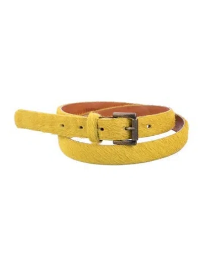 Pre-owned Hoss Intropia Skinny Leather Belt In Yellow