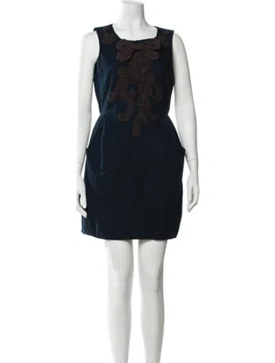 Pre-owned Hoss Intropia Square Neckline Mini Dress In Blue