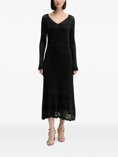 Hoss Intropia V-neck Textured Dress In Black