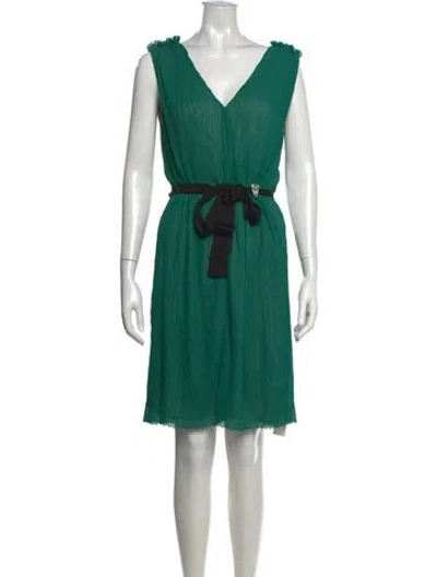 Pre-owned Hoss Intropia V-neck Mini Dress In Green