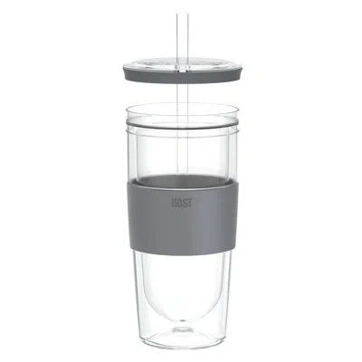 Host Tumbler Freeze Cooling Cup In Grey With Lid And Straw In Gray;clear