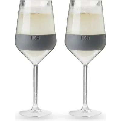 Host Wine Freeze Set Of 2 Stemmed Wine Glasses In Gray