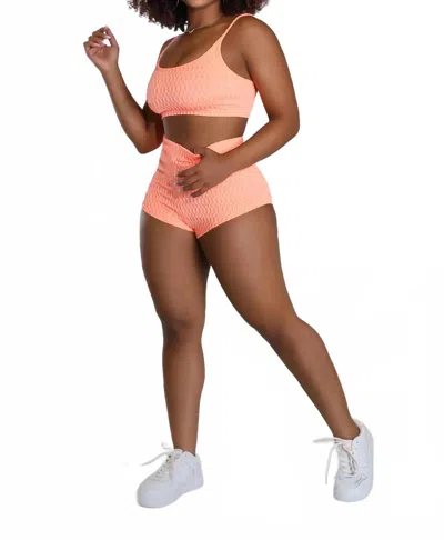 Hot & Delicious Certified Hottie Stretchy Two Piece Lounge Short Set In Orange