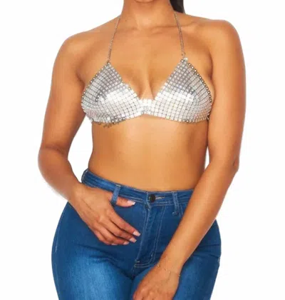 Hot & Delicious Dazed Rhinestone Bra Top In Silver