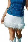 Hot & Delicious Feather Skirt In White In White