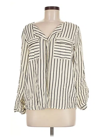 Pre-owned Hot & Delicious Long Sleeve Blouse In White