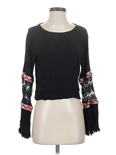 Pre-owned Hot & Delicious Long Sleeve Top Black Boatneck Tops