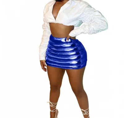 Hot & Delicious Millie Metallic Mini Skirt In Blue
