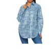 Hot & Delicious Sequin Vibes Shirt In Denim In Blue