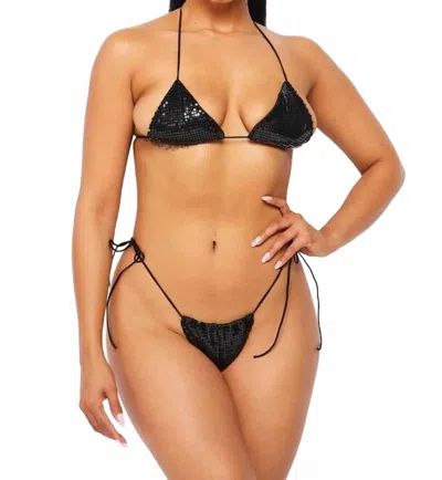 Hot & Delicious Studded Rhinestone Detail Swimsuit In Black