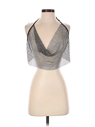Pre-owned Hot & Delicious Tank Top Silver Halter Neckline Tops