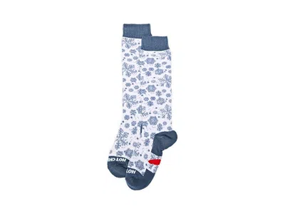 Hot Chillys Fiesta Snowfall Mid Vol Socks Crew Cut Socks Shoes Snowfall/vintage Indigo: Sm (us Men's Shoe 3-5.5 