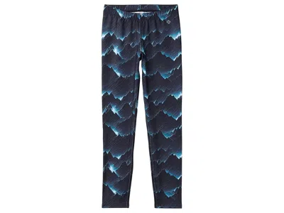Hot Chillys Micro-elite Chamois Print Tights (little Kids/big Kids) Boy's Clothing Mountain Storm : Md (8-10 Big In Blue