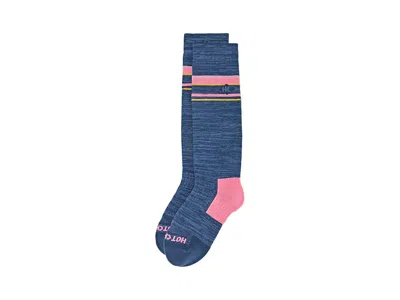 Hot Chillys Performance Stripe Elite Mid Vol Socks Crew Cut Socks Shoes Vintage Indigo: Sm (us Men's Shoe 3-5.5  In Blue