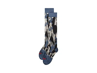 Hot Chillys Texture Camo Mid Vol Socks Crew Cut Socks Shoes Vintage Indigo: Xl (us Men's Shoe 12-14 - Women's 13 In Multi