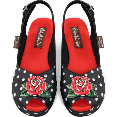 Hot Chocolate Design Wedge Sandals In Black