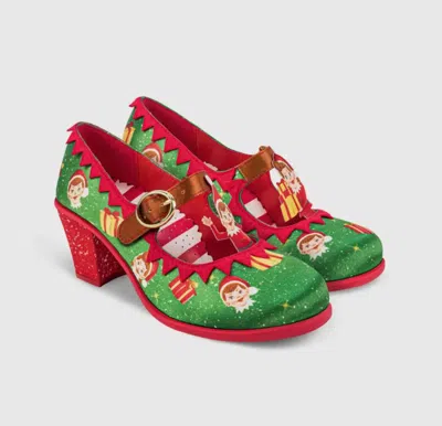Hot Chocolate Design Women's Mid Heels Elf Mary Jane Pump In Multi Xmas