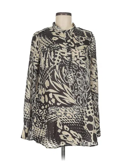 Pre-owned Hot Cotton Long Sleeve Blouse In Brown