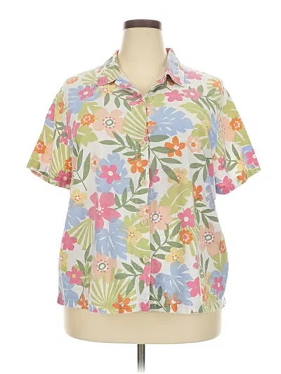Pre-owned Hot Cotton Short Sleeve Blouse In White