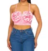 Hot & Delicious Cabbage Roses Satin Crop Top In Pink In Pink