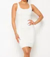 Hot & Delicious Daniella Ruched Mini Dress In Ivory In Multi