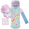 Hot Focus Kids' Double Lid Stainless Steel Water Bottle & Sticker Set
