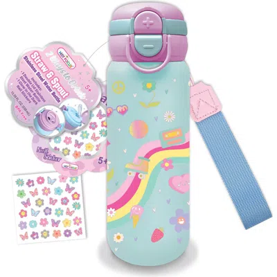 Hot Focus Kids' Double Lid Stainless Steel Water Bottle & Sticker Set