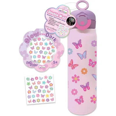 Hot Focus Kids' Double Wall Stainless Steel Water Bottle & Nail Sticker Pack In Multi