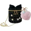 Shop Hot Focus Kids' Tiny Mini Fashion Bag With Faux Fur Pom Pom Charm In Black
