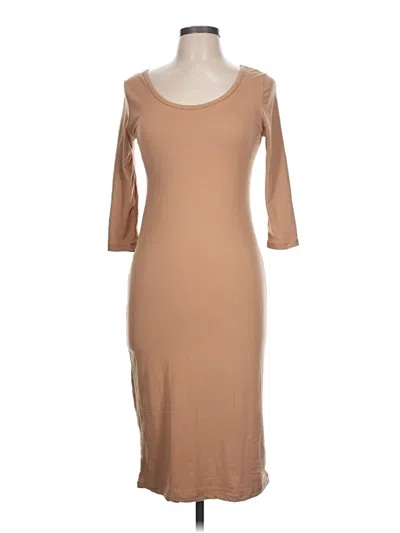 Pre-owned Hot Kiss Casual Dress In Tan