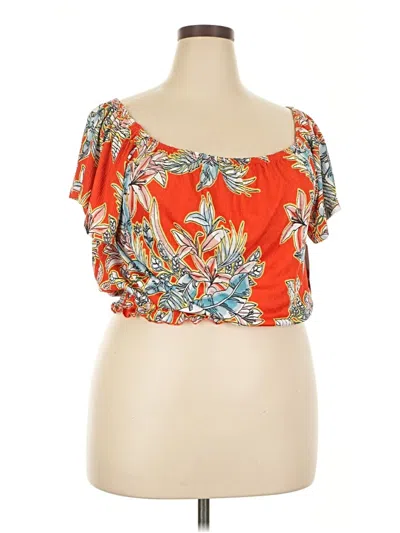 Hot Kiss Short Sleeve Blouse In Orange
