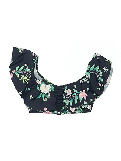 Pre-owned Hot Kiss Swimsuit Top Black Floral Pattern Swimwear