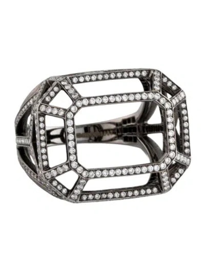 Pre-owned Hot Lips By Solange 18k 1.52ctw Diamond Skeleton Cocktail Ring In Multi