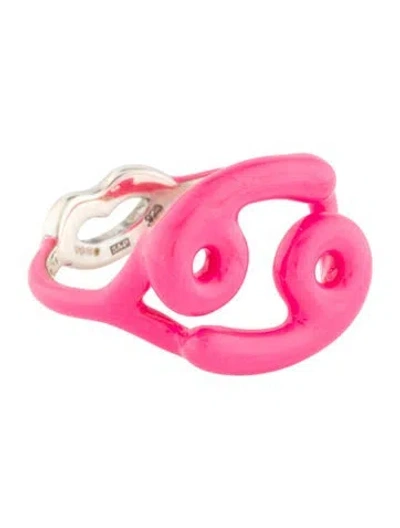 Pre-owned Hot Lips By Solange Cancer Hotglyph Enamel Ring In Pink
