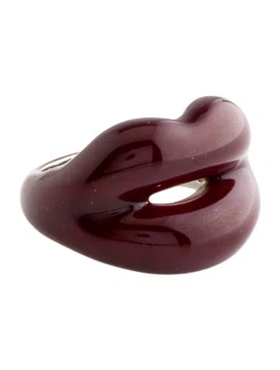 Pre-owned Hot Lips By Solange Enamel Black Cherry Hot Lips Ring In Burgundy