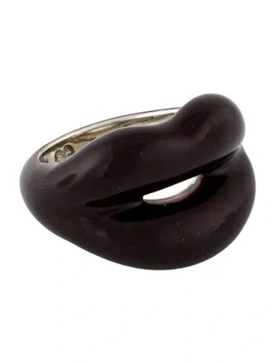 Pre-owned Hot Lips By Solange Enamel Black Cherry Hot Lips Ring In Red