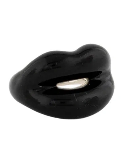 Pre-owned Hot Lips By Solange Enamel Black Hot Lips Ring