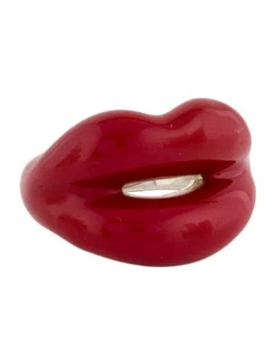 Pre-owned Hot Lips By Solange Enamel Classic Red Hot Lips Ring