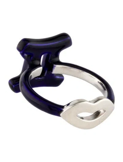 Pre-owned Hot Lips By Solange Enamel Gemini Zodiac Ring In Blue
