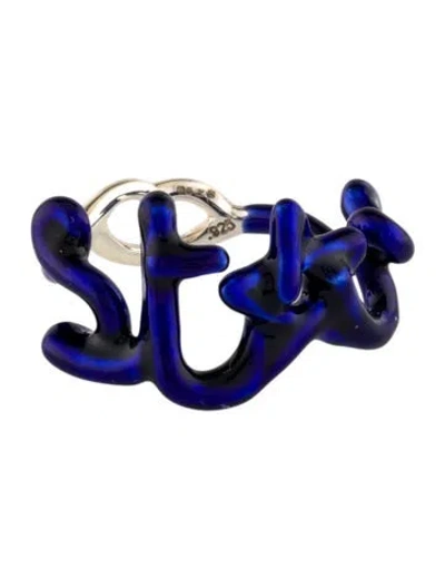 Pre-owned Hot Lips By Solange Enamel 'star" Band In Blue