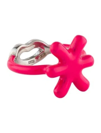 Pre-owned Hot Lips By Solange Pisces Hotglyph Zodiac Cocktail Ring In Pink