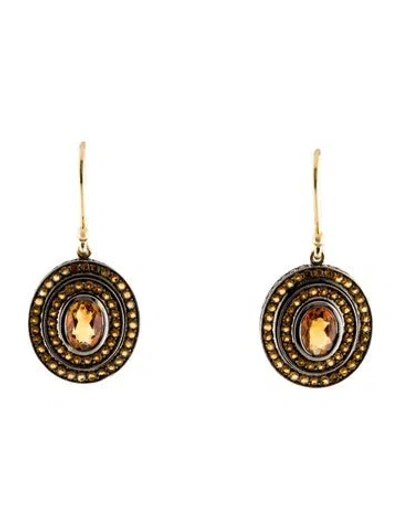 Pre-owned Hot Lips By Solange Solange Azagury-partridge 18k 2.08ctw Citrine Drop Earrings In Multi