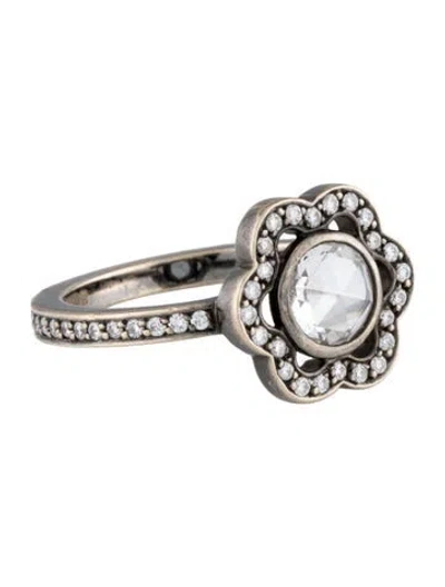 Pre-owned Hot Lips By Solange Solange Azagury-partridge 18k Diamond Orbital Cocktail Ring In Multi
