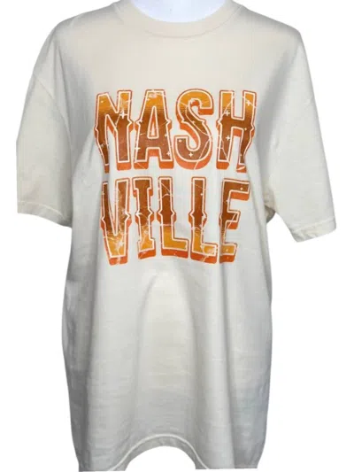 Hot Off The Press Women's Nashville Large Logo Shirt In Ivory In Multi