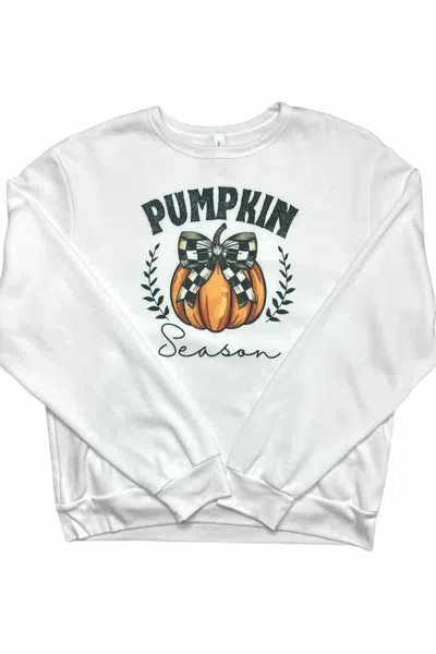Hot Off The Press Women's Pumpkin Season Sweatshirt In White
