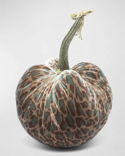 Hot Skwash Velvet Halloween Pumpkin, 13" In Greige Leopard